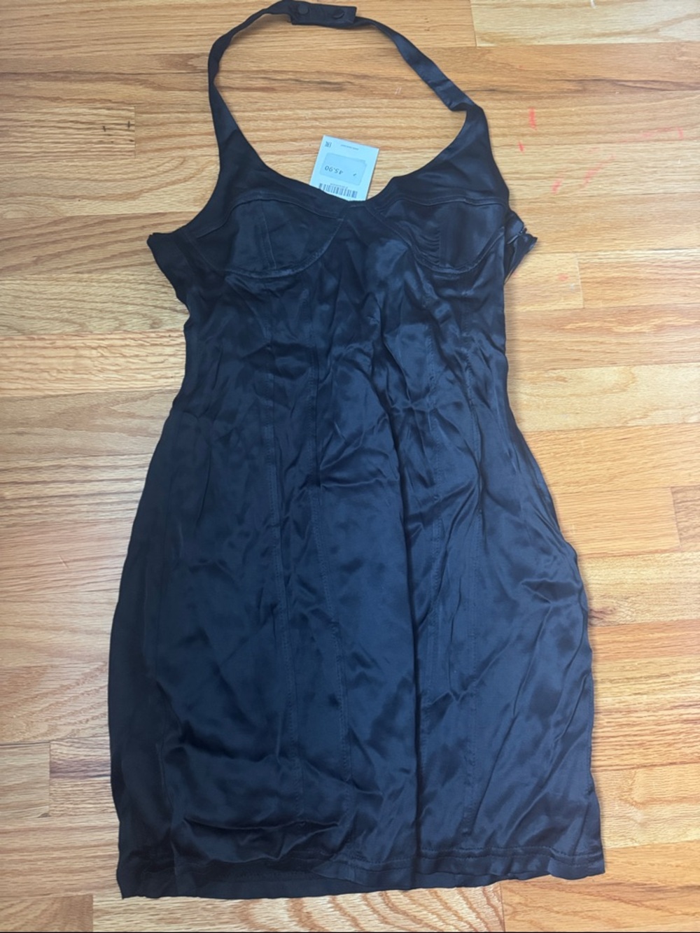 Zara Black Satin Halter Bustier Dress. Size 2